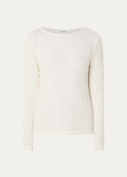 Co'Couture Dames barnacc top van kant met stretch in de kleur Gebroken wit, maat: L