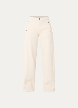 Co'Couture Dames CalinCC high waist loose fit broek met structuur in de kleur Creme, maat: M