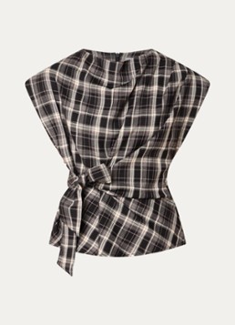 Co'Couture Dames Dangy asymmetrische top van flanel met peplum in de kleur Zwart, maat: L