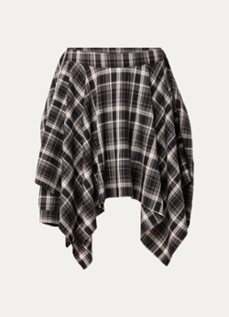 Co'Couture Dames Dagny midi plooirok van flanel met ruitdessin in de kleur Zwart, maat: XL