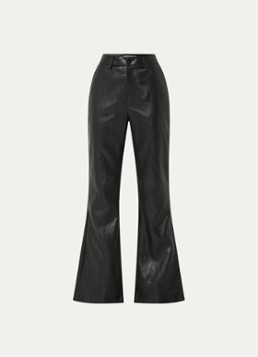 Co'Couture Dames Gitt high waist flared fit broek van imitatieleer in de kleur Zwart, maat: XS
