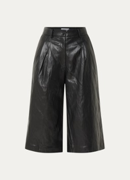 Co'Couture Dames Gitt high waist wide fit korte broek van imitatieleer in de kleur Zwart, maat: S
