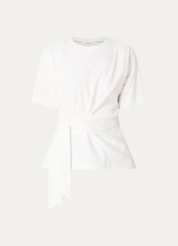 Co'Couture Dames Orianne T-shirt met strikceintuur in de kleur Wit, maat: L