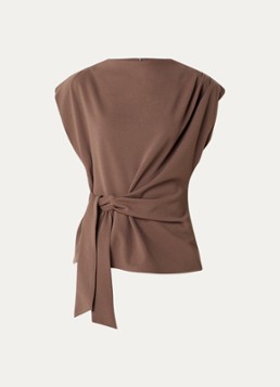 Co'Couture Dames Falcon wikkeltop met strikceintuur in de kleur Lichtbruin, maat: L