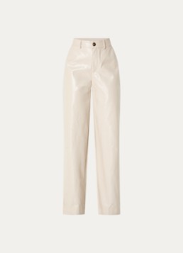 Co'Couture Dames Posycc high waist straight fit pantalon van imitatieleer in de kleur Ivoor, maat: XS