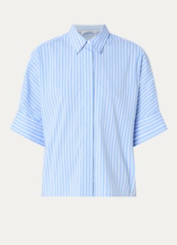Co'Couture Dames Kai oversized blouse met streepprint in de kleur Blauw, maat: L