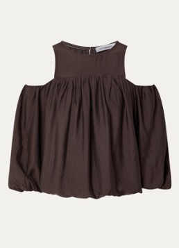 Co'Couture Dames Herra A-lijn top met ballonmouw in de kleur Donkerbruin, maat: XS