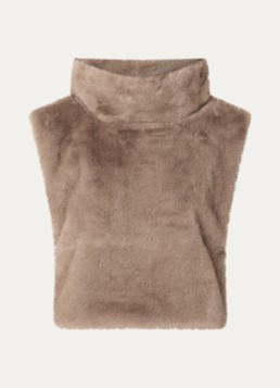 Co'Couture Dames Fera spencer van imitatiebont met opstaande kraag in de kleur Gebroken wit, maat: L
