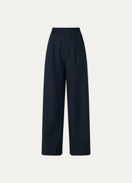 Co'Couture Dames Luna high waist wide fit broek met steekzakken in de kleur Donkerblauw, maat: S