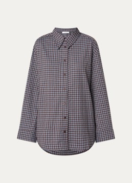 Co'Couture Dames OdemCC blouse met ruitdessin in de kleur Donkerbruin, maat: XL