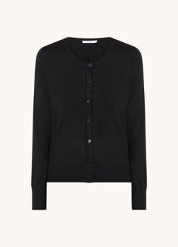 Summum Dames Fijngebreid vest met ronde hals in de kleur Zwart, maat: M