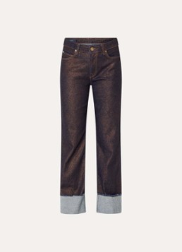 Summum Dames High waist straight leg jeans met lurex in de kleur Roodbruin, maat: 42