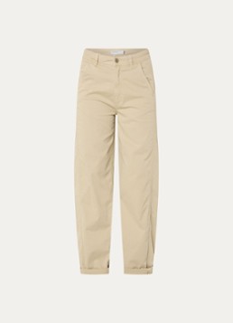 Summum Dames High waist straight fit broek met steekzakken in de kleur Beige, maat: 44