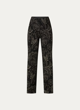 Summum Dames High waist wide fit pantalon met jacquard dessin en lurex in de kleur Zwart, maat: XL