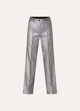 Summum Dames High waist straight fit pantalon met metallic finish in de kleur Zilver, maat: 36