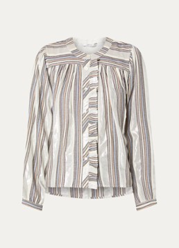 Summum Dames Blouse met streepprint en ruches in de kleur Zilver, maat: 36