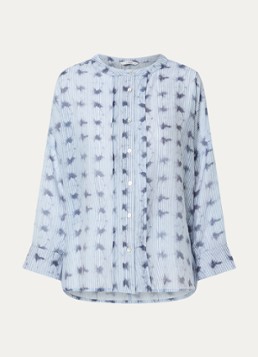 Summum Dames Blouse met print en boothals in de kleur Lichtblauw, maat: 38