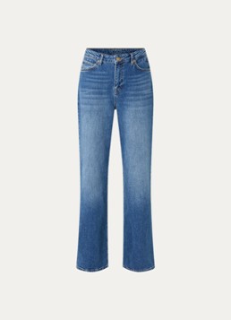 Summum Dames Low waist straight fit jeans met medium wassing in de kleur Indigo, maat: 36