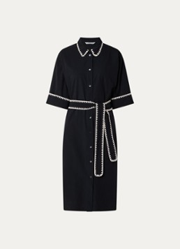 Summum Dames Mini blousejurk met strikceintuur in de kleur Zwart, maat: 38