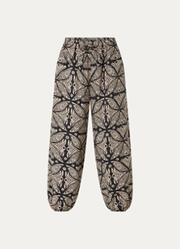 Summum Dames High waist wide fit palazzo broek met print in de kleur Zwart, maat: 40