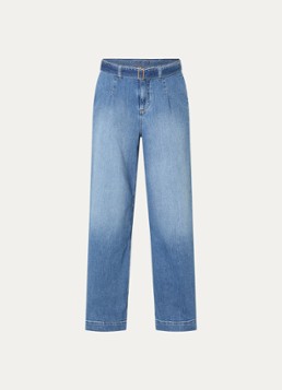 Summum Dames High waist wide leg jeans met ceintuur in de kleur Indigo, maat: 44