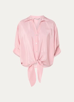 Summum Dames Blouse met strikdetail en glanzende finish in de kleur Roze, maat: 38
