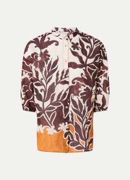 Summum Dames Blouse met print in de kleur Bruin, maat: 38