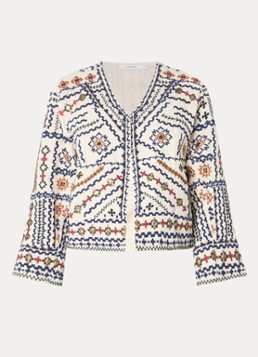 Summum Dames Cropped jack met borduring in de kleur Creme, maat: 42