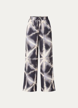 Summum Dames High waist straight fit broek met tie-dye dessin en glanzende finish in de kleur Blauw, maat: 34