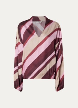 Summum Dames Top met streepprint in de kleur Donkerrood, maat: 44