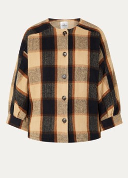 Summum Dames Fijngebreide vest met ruitdessin in de kleur Camel, maat: M