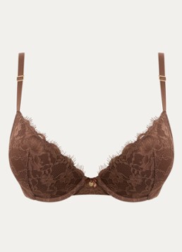 Sam Friday Dames Polly push-up bh met overlay van kant in de kleur Bruin, maat: C80