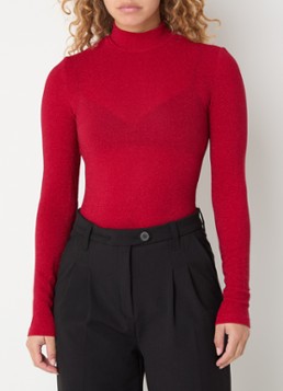 Sam Friday Dames Body met lurex en col in de kleur Rood, maat: M/L