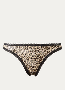 Sam Friday Dames Ella tanga van kant met panterprint in de kleur Beige, maat: XS