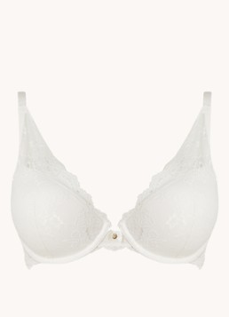 Sam Friday Dames Demi voorgevormde push-up bh met kant in de kleur Gebroken wit, maat: E70