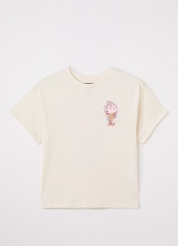 Levi's Meisjes Just Chilling Oversized T-shirt met logo- en backprint in de kleur Gebroken wit, maat: 12A=152
