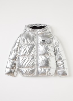 Levi's Meisjes Core puffer jack met glanzende finish in de kleur Zilver, maat: 14A=164