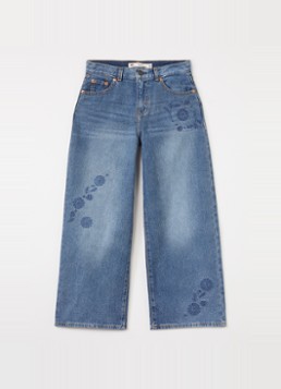 Levi's Meisjes Wide leg jeans met borduring in de kleur Indigo, maat: 12A=152