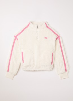 Levi's Meisjes Trui van teddy met halve rits in de kleur Gebroken wit, maat: 6A=116