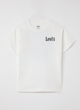 Levi's Jongens Acquatic Lounge T-shirt met logo- en backprint in de kleur Gebroken wit, maat: 4A=104