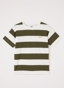 Levi's Jongens T-shirt met streepprint in de kleur Olijfgroen, maat: 12A=152