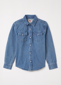 Levi's Jongens New Barstow Western overhemd van denim in de kleur Indigo, maat: 10A=140