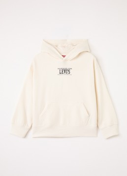 Levi's Jongens The Engine hoodie met logoprint in de kleur Ivoor, maat: 4A=104