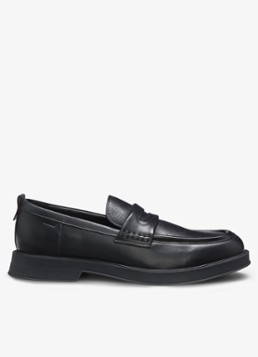 HUGO Heren Loafer van leer met logo in de kleur Zwart