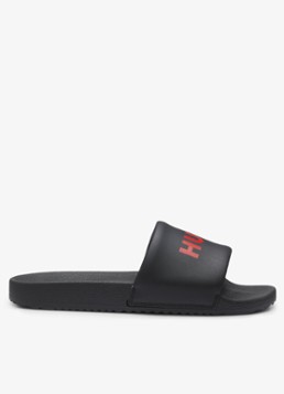 HUGO Heren Slipper met logo in de kleur Zwart