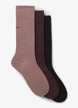 HUGO Heren Sokken met logo in 3-pack in de kleur Bruin