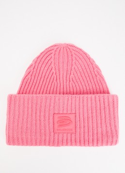 Bellerose Dames Deice ribgebreide muts van merino wol met borduring in de kleur Roze