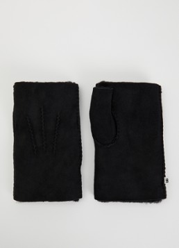 Bellerose Dames Manhok handschoenen van suède met schapenvacht in de kleur Zwart