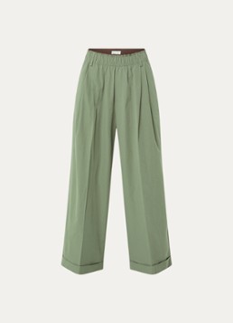 Bellerose Dames Jasha high waist wide fit broek met steekzakken in de kleur Groen