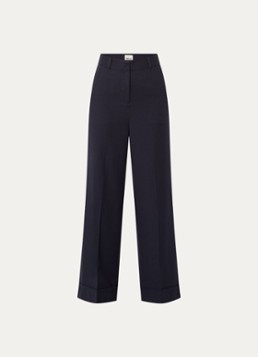 Bellerose Dames Japan high waist wide fit broek in wolblend in de kleur Donkerblauw